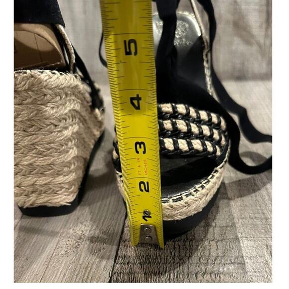 Vince Camuto Brisshel Leather Espadrille Wedge Sandal | Black & Natual | Sz 8.5 - Picture 4 of 13